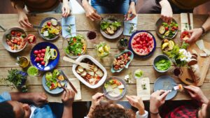 sharing a meal with friends